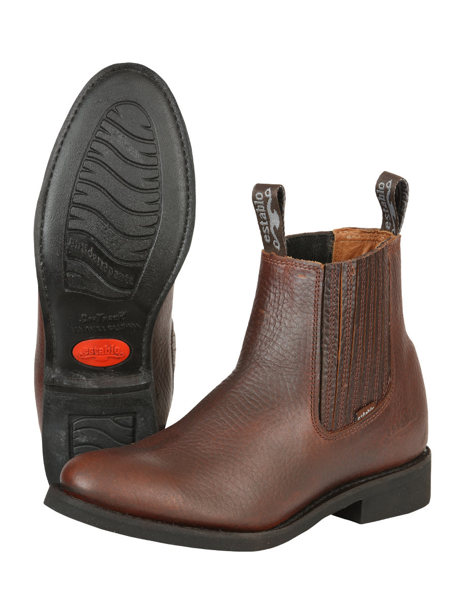 ESTABLO Men’s Leather Ankle Work Cowboy Boot - Bull Fight Leather - Honey 22954 — view 4
