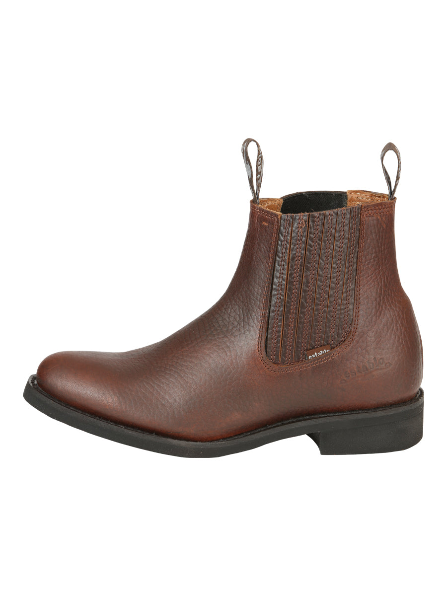 ESTABLO Men’s Leather Ankle Work Cowboy Boot - Bull Fight Leather - Honey 22954 — view 5