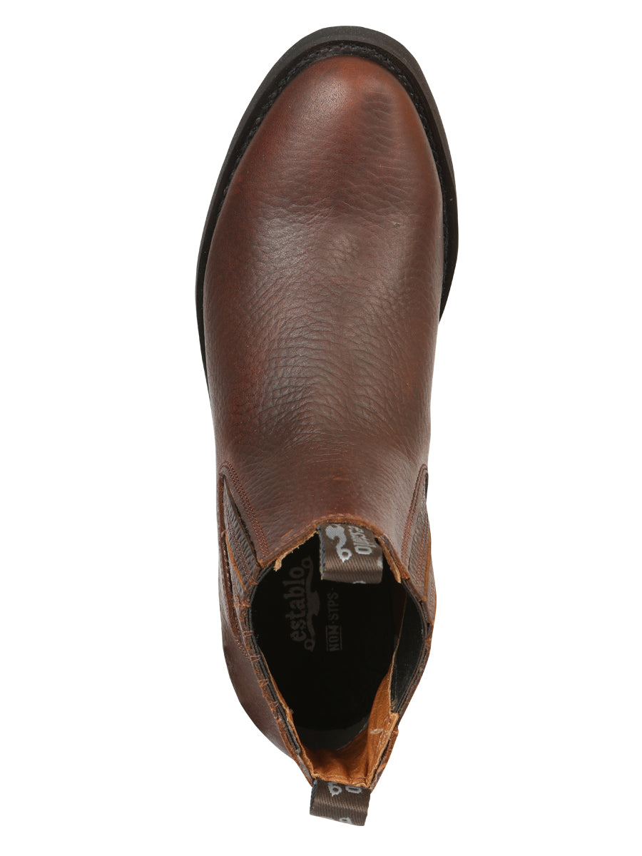 ESTABLO Men’s Leather Ankle Work Cowboy Boot - Bull Fight Leather - Honey 22954 — view 9