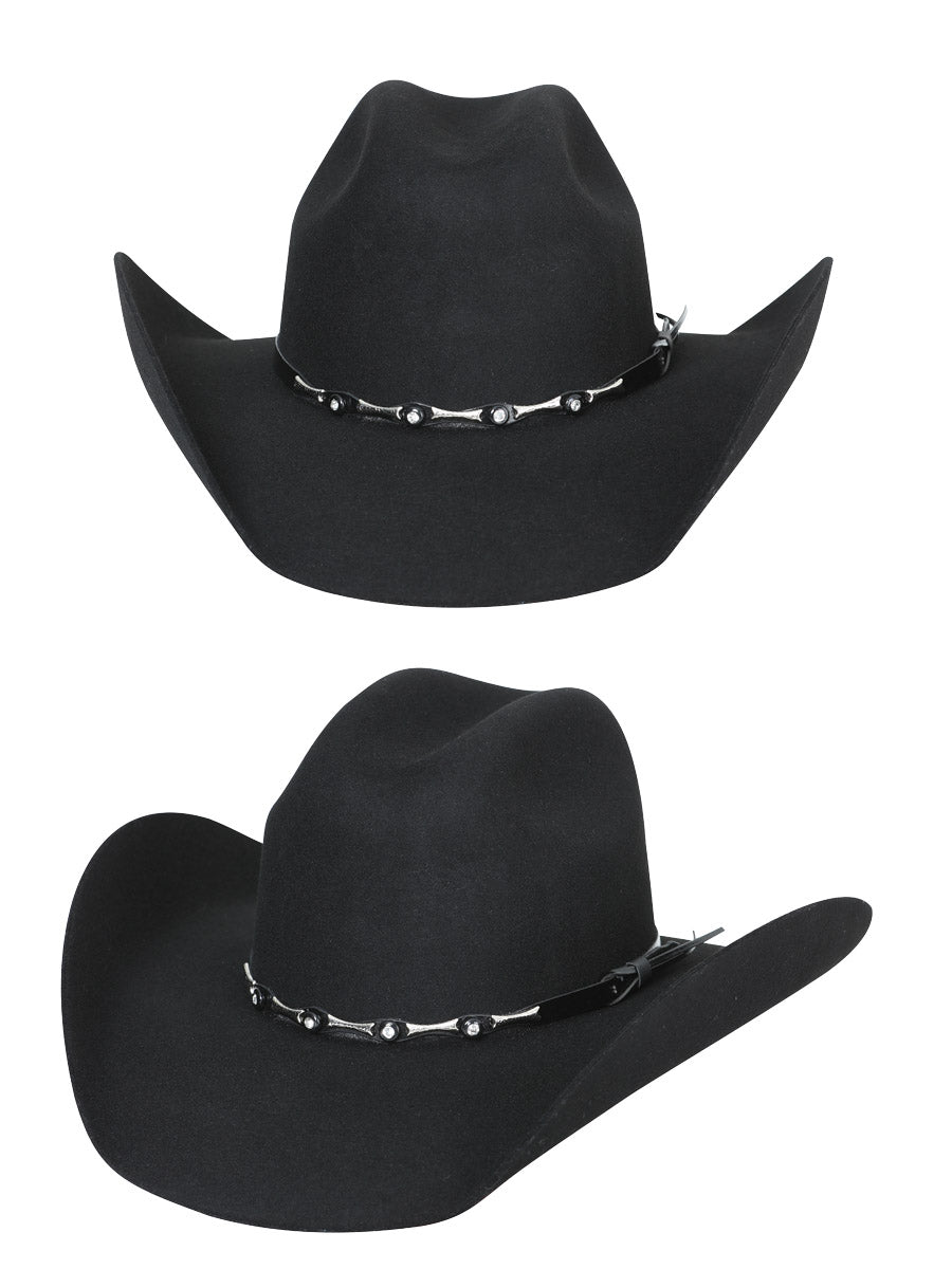 El General 50X Premium Wool Cowboy Hat Made in Mexico – Style "Toro" Black – 23075 — view 3