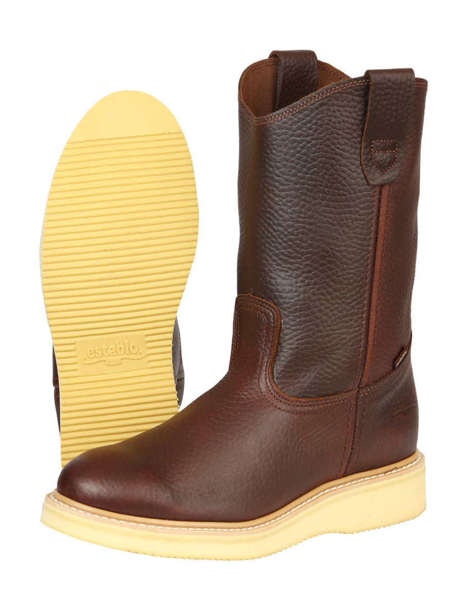 ESTABLO Men’s Leather Work Boot - Made in Mexico - Honey 23369 — view 4