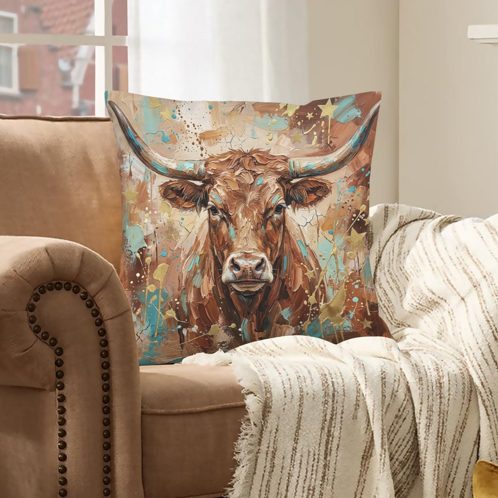 Baha Ranch Velvety Soft Painted Bull Pillow Cover Made in America by Baha Ranch Western Wear - product image 6