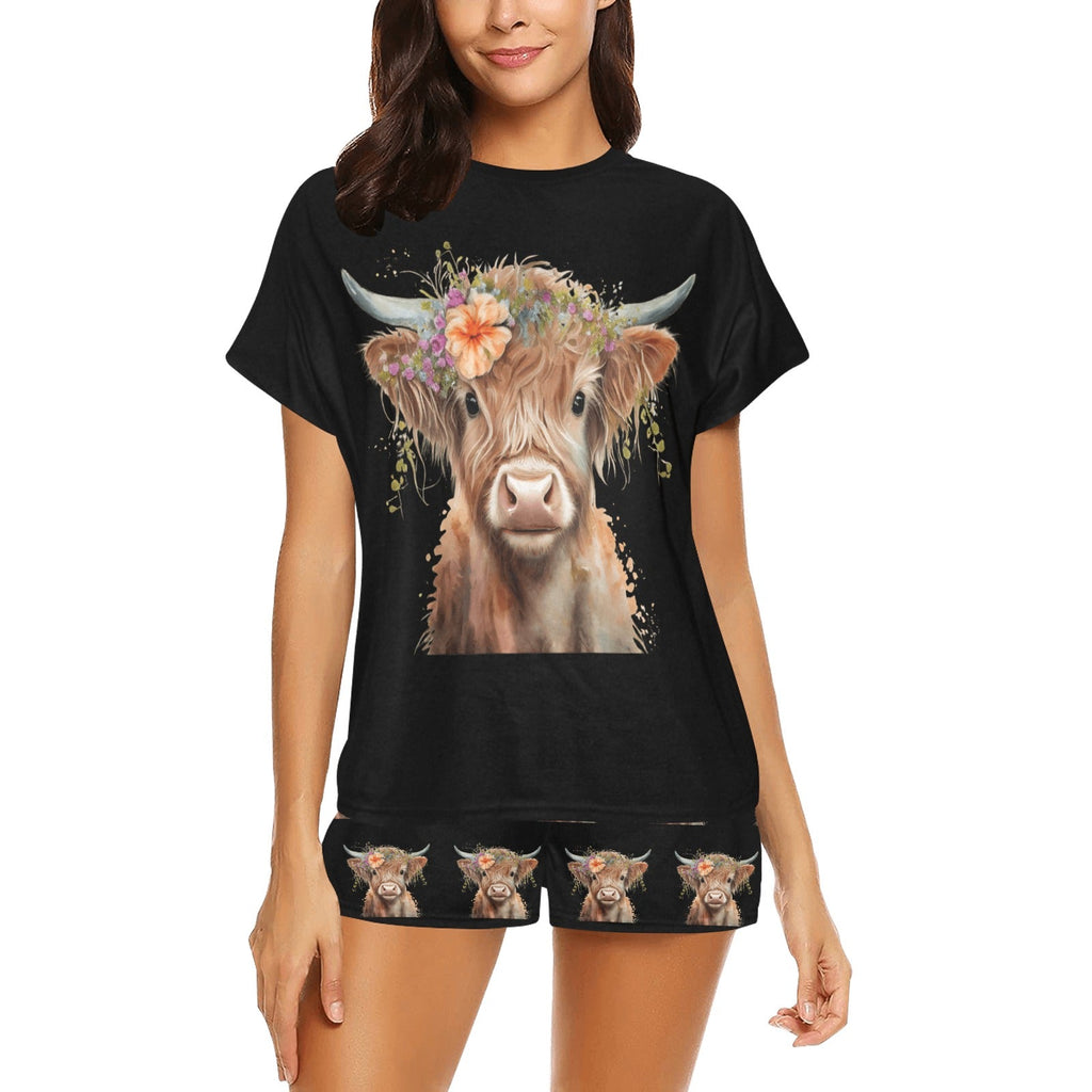 Baha Ranch Highland Calf Women's Western Top and Short Pajama Set by Baha Ranch Western Wear