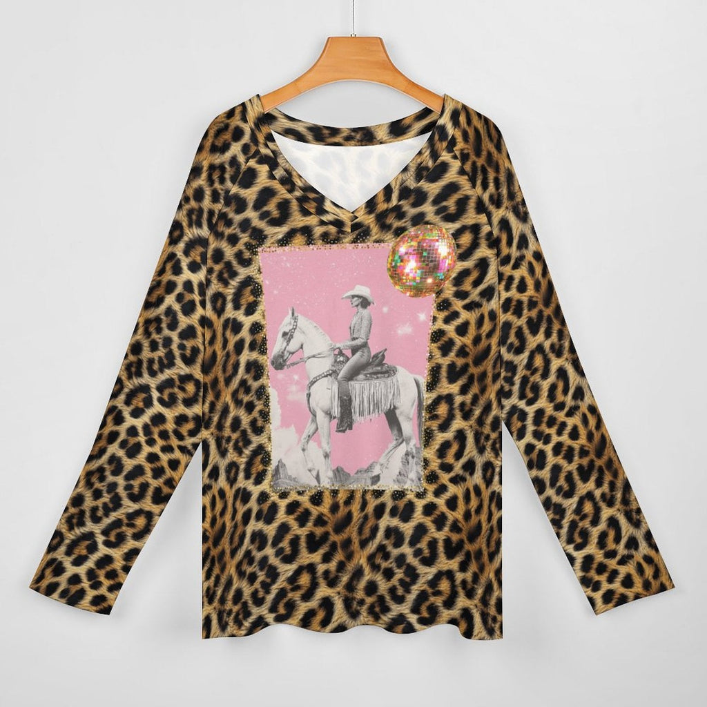 Baha Ranch Retro Pop Western Leopard Cowgirl Long Sleeve Top by Baha Ranch Western Wear - product image 2