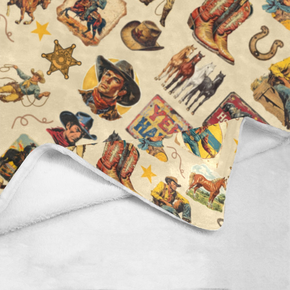 Baha Ranch Vintage Cowboy Collage Ultra-Soft Micro Fleece Blanket 60" x 80" Made in America by Baha Ranch Western Wear -...