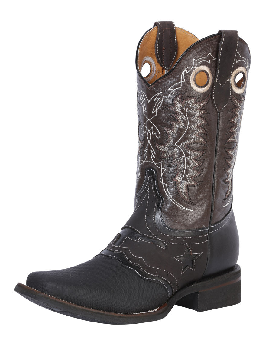 El General Men's Leather Western Cowboy Boot - Made in Mexico - Keblar Black 33308