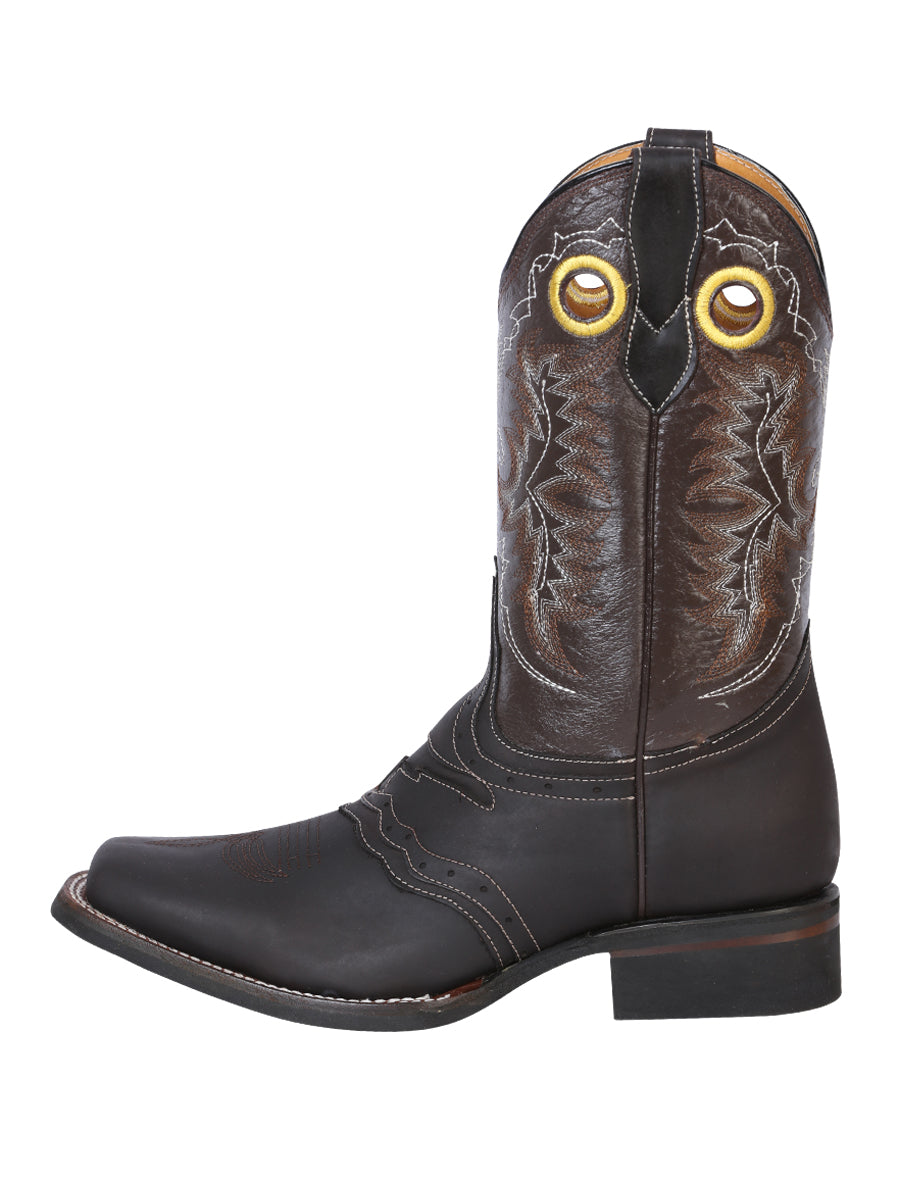 El General Men's Leather Western Cowboy Boot - Made in Mexico - Crazy Dark Brown 33311 — view 2