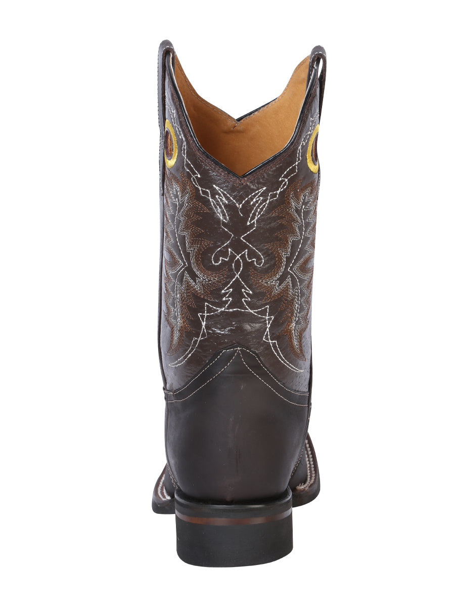 El General Men's Leather Western Cowboy Boot - Made in Mexico - Crazy Dark Brown 33311 — view 4