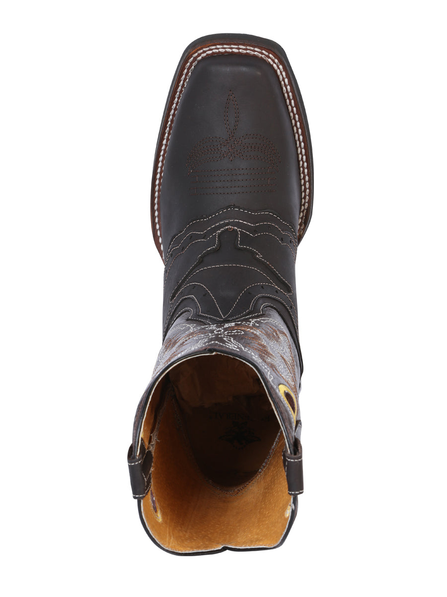 El General Men's Leather Western Cowboy Boot - Made in Mexico - Crazy Dark Brown 33311 — view 5