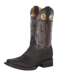 El General Men's Leather Western Cowboy Boot - Made in Mexico - Crazy Dark Brown 33311