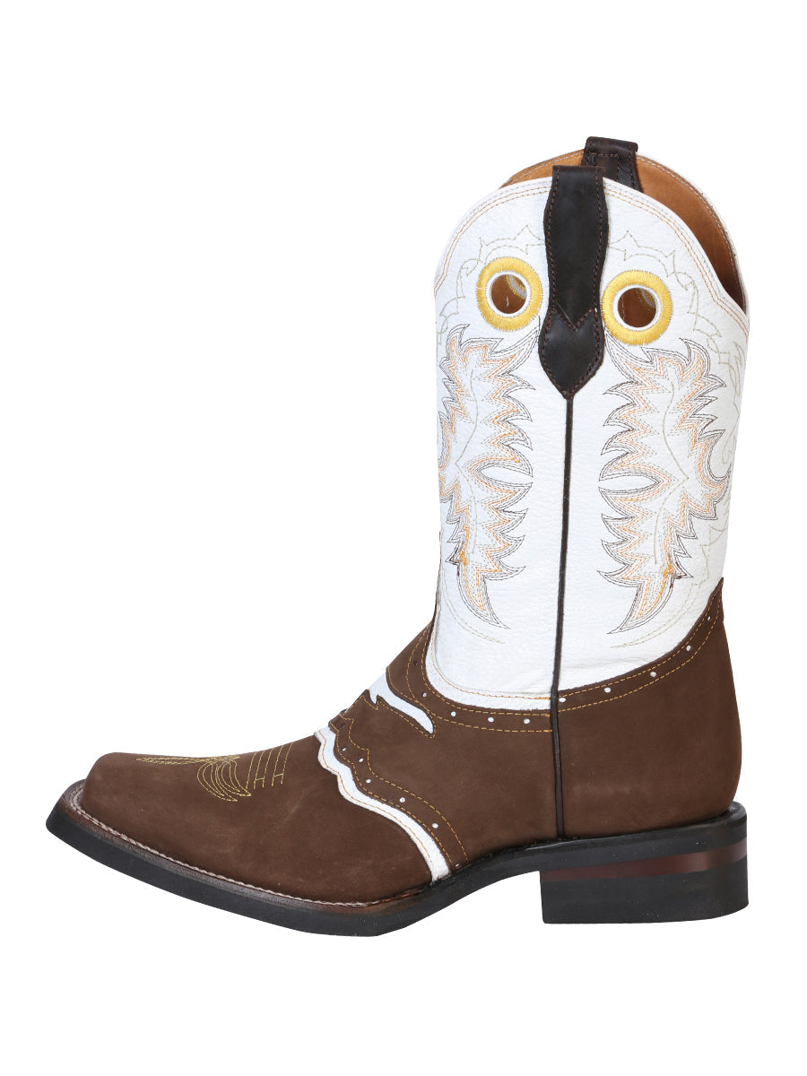 El General Men's Leather Western Cowboy Boot - Crazy Nubuck Dark Brown 33313 — view 2