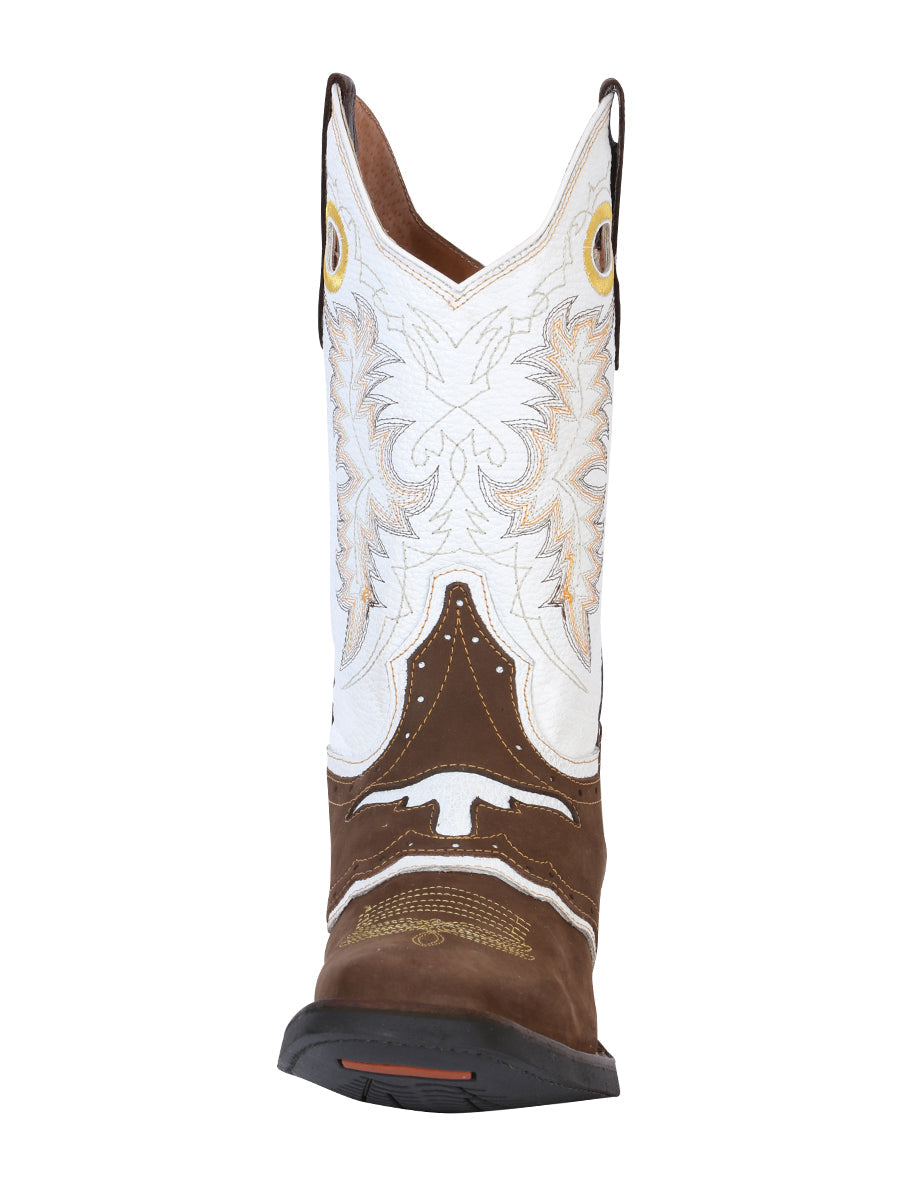 El General Men's Leather Western Cowboy Boot - Crazy Nubuck Dark Brown 33313 — view 3