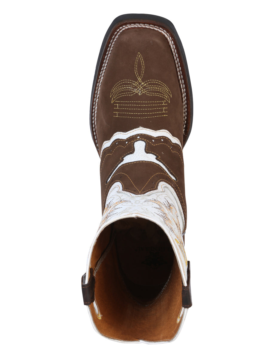 El General Men's Leather Western Cowboy Boot - Crazy Nubuck Dark Brown 33313 — view 6