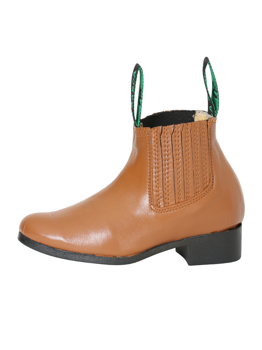 La Barca Kids Charro Leather Ankle Cowboy Boot- Honey 33333 — view 2