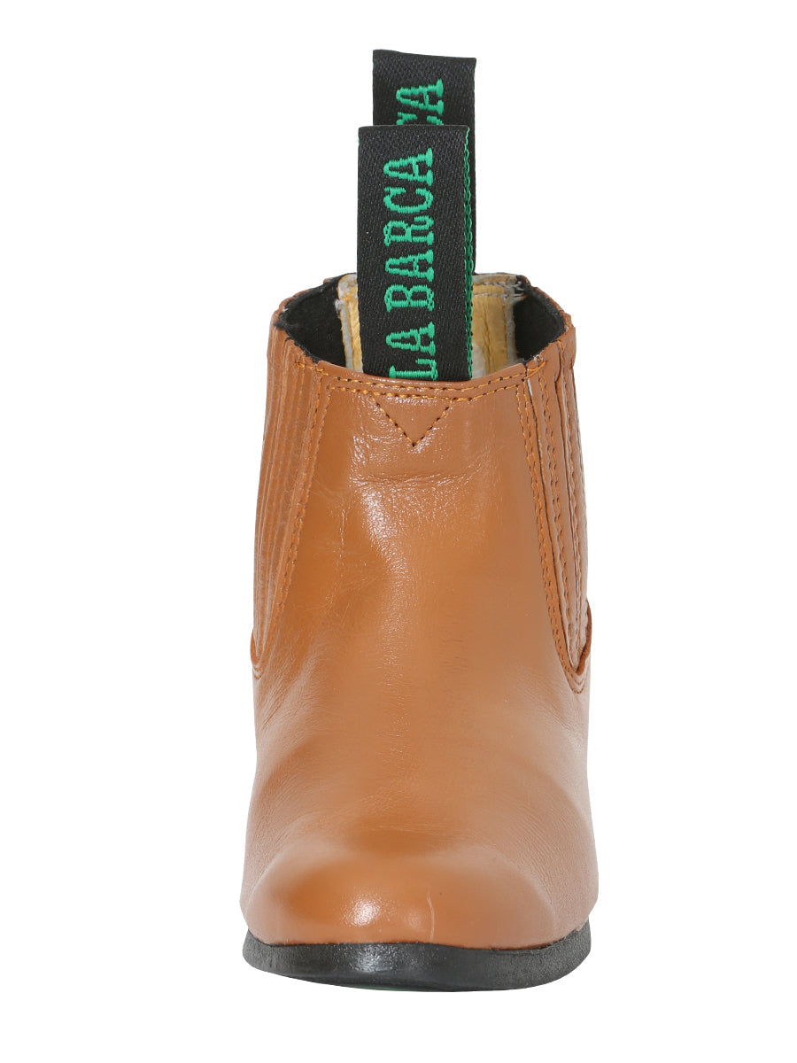 La Barca Kids Charro Leather Ankle Cowboy Boot- Honey 33333 — view 3