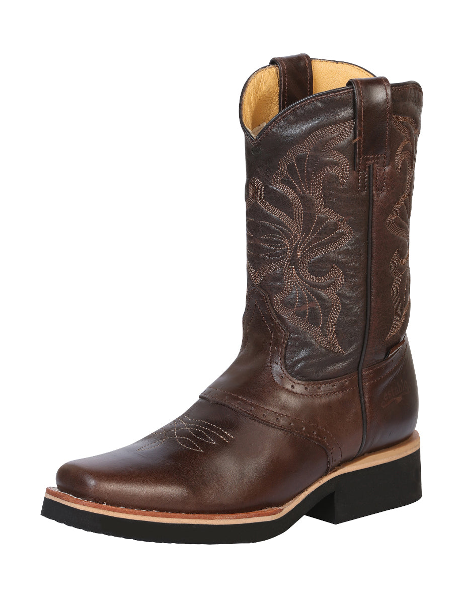 Establo Men’s Rodeo Work Boot - Rustic Leather in Brown Dallas 33557