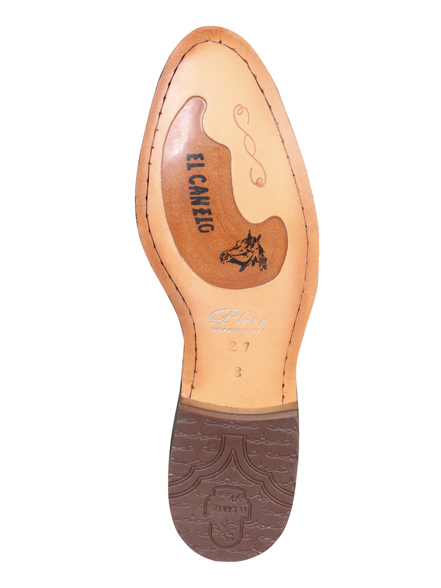 El Canelo "Plata" Men's Charro Ankle Cowboy Boot - Made in Mexico - Nubuck Brown 34291 — view 3