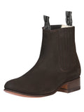 El Canelo "Plata" Men's Charro Ankle Cowboy Boot - Made in Mexico - Nubuck Brown 34291
