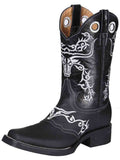 El General Men's Leather Western Cowboy Boot - Made in Mexico - Crazy Black ID#34313