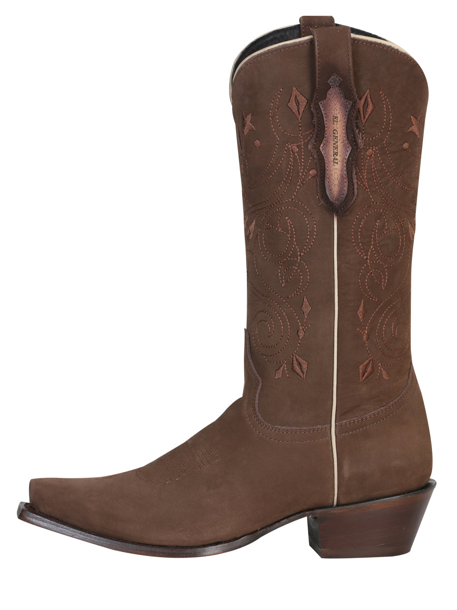 El General Women’s Leather Cowgirl Boots - Made in Mexico - Nubuck Camel 34513 — view 2