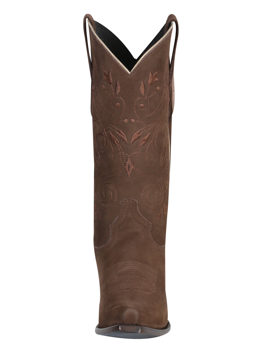 El General Women’s Leather Cowgirl Boots - Made in Mexico - Nubuck Camel 34513 — view 3