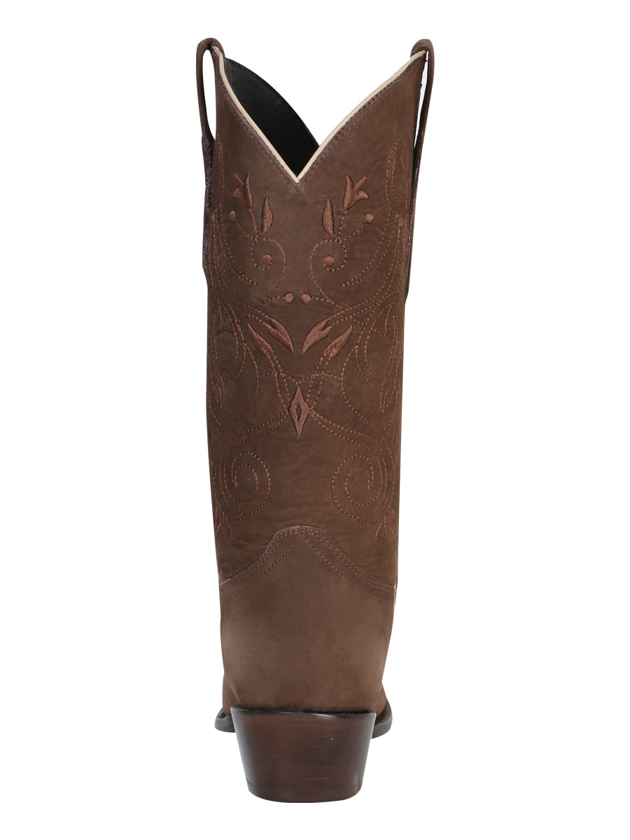 El General Women’s Leather Cowgirl Boots - Made in Mexico - Nubuck Camel 34513 — view 4