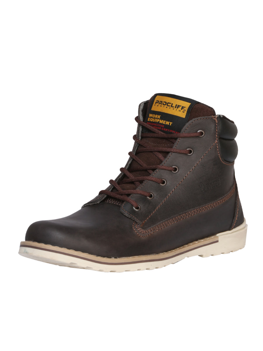 Procliff Protection Women's Lace-up Ankle Work Boot - Made in Mexico - Crazy Cuero Vacuno Brown 35200