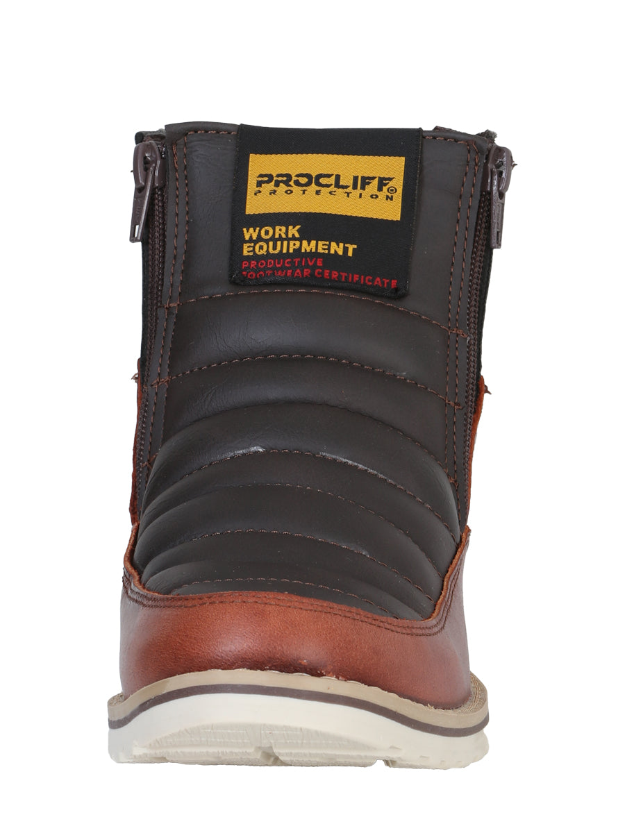 ProCliff Women's Leather Work Boot with Zipper - Made in Mexico - Pull Up Vino Wine 35205 — view 4