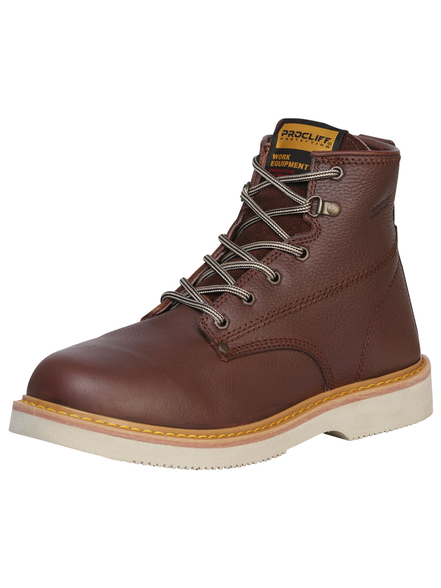 Procliff Protection Men's Leather Lace-Up Work Boots - Walnut 35211