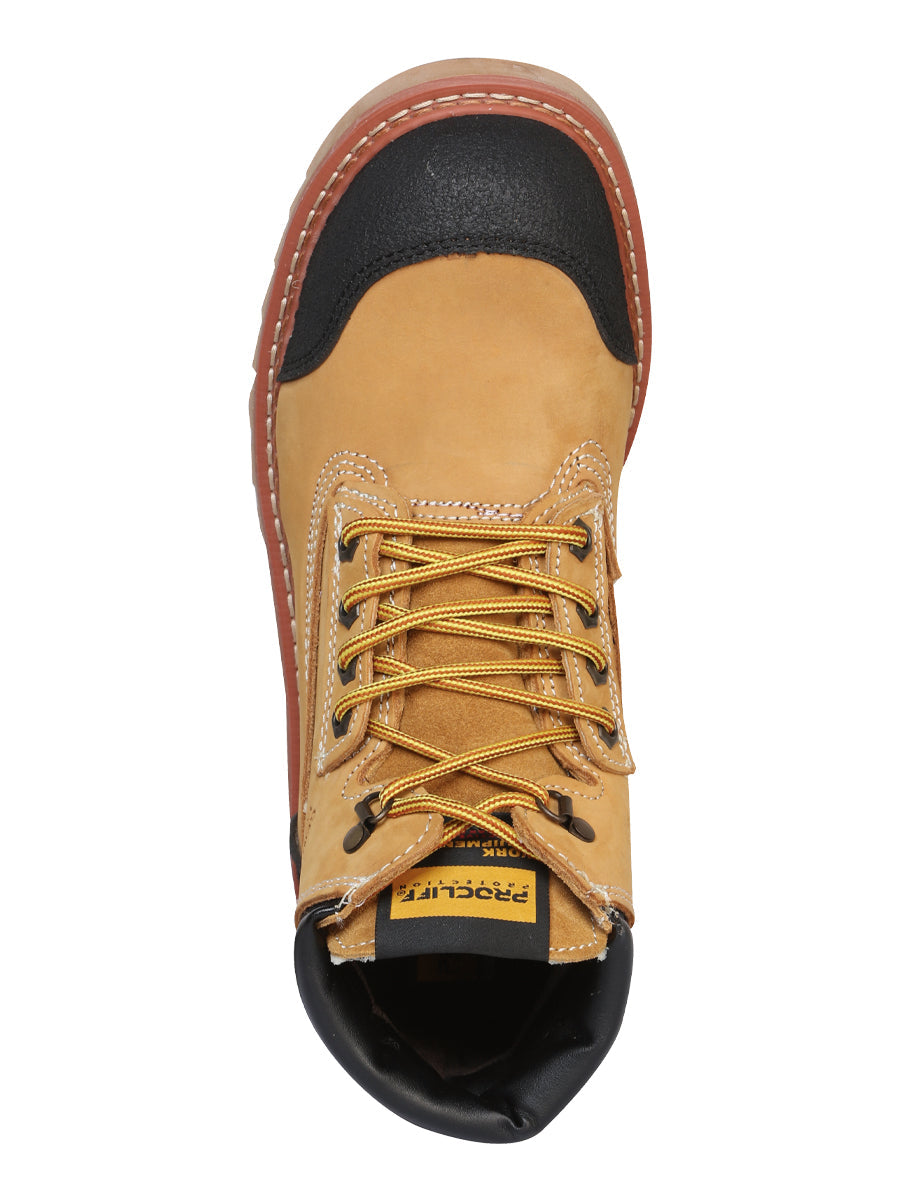 Procliff Protection Safety Steel Toe Men's Lace-Up Work Boots - Nubuck Honey 35218 — view 3