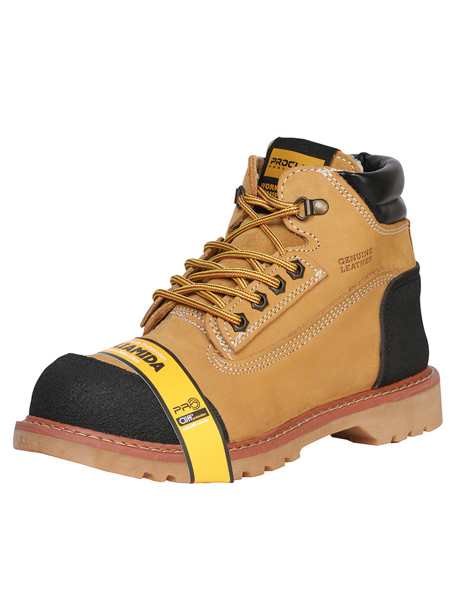 Procliff Protection Safety Steel Toe Men's Lace-Up Work Boots - Nubuck Honey 35218