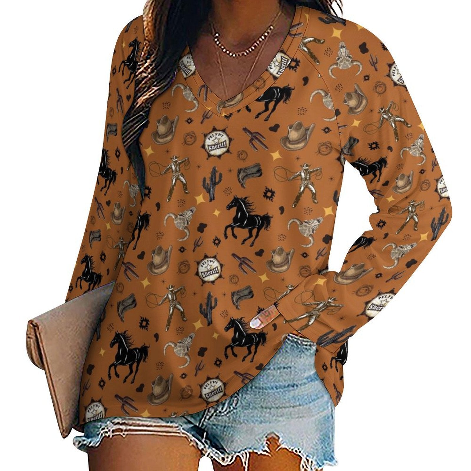 Baha Ranch Western Print Long Sleeve Top by Baha Ranch Western Wear