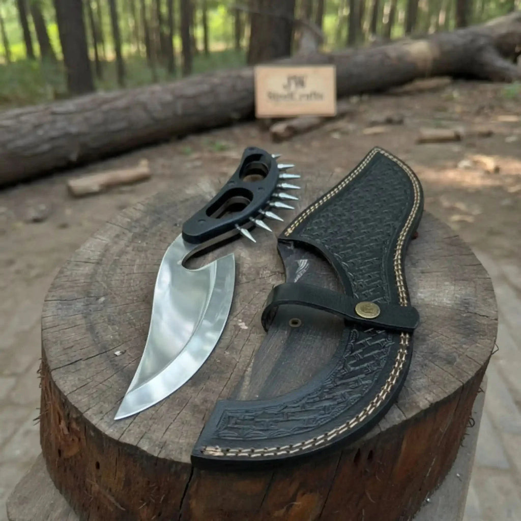 Handmade Persian-Inspired Hawkbill Knife with Black Micarta Handle Carbon Steel Blade
