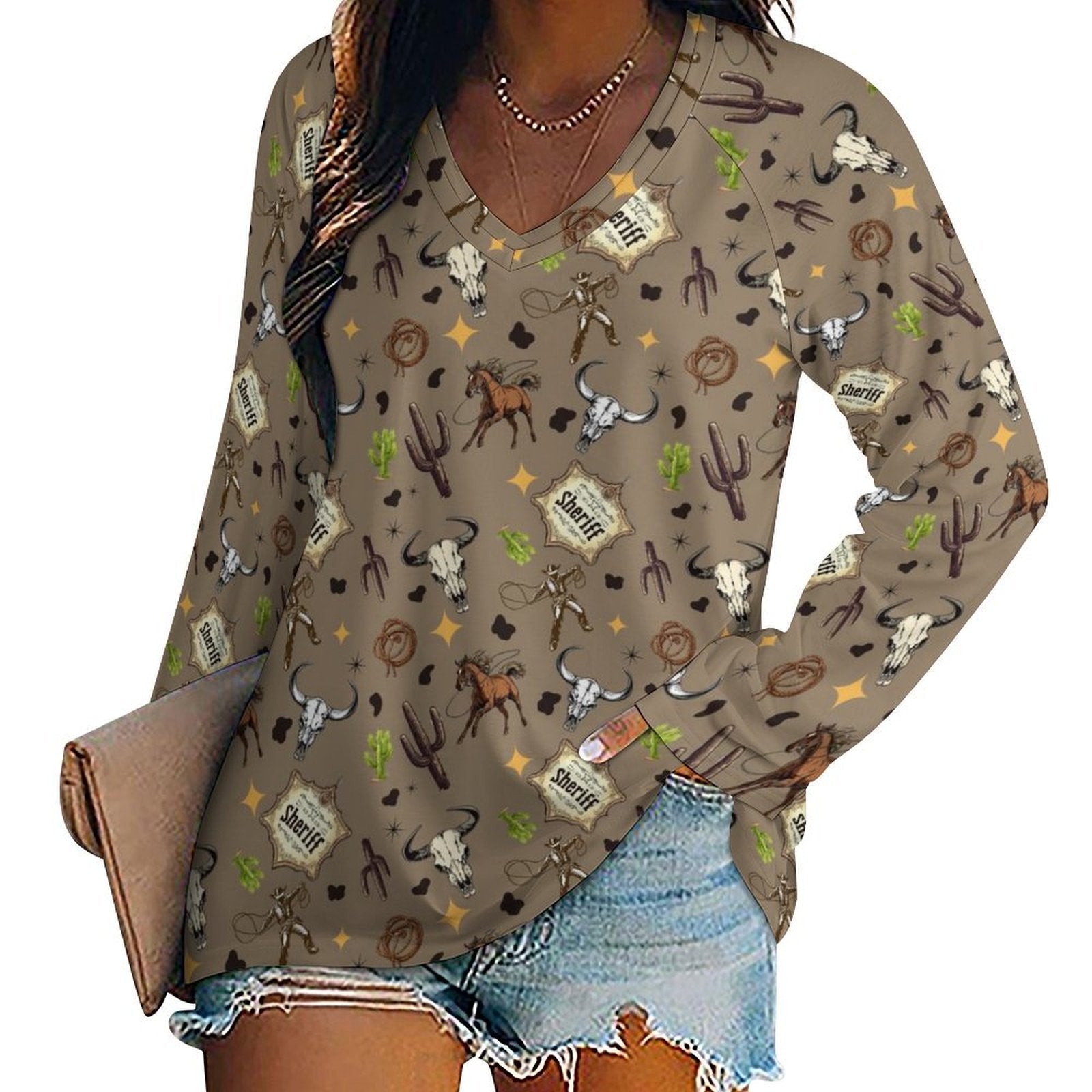 Baha Ranch Western Print Long Sleeve Top by Baha Ranch Western Wear