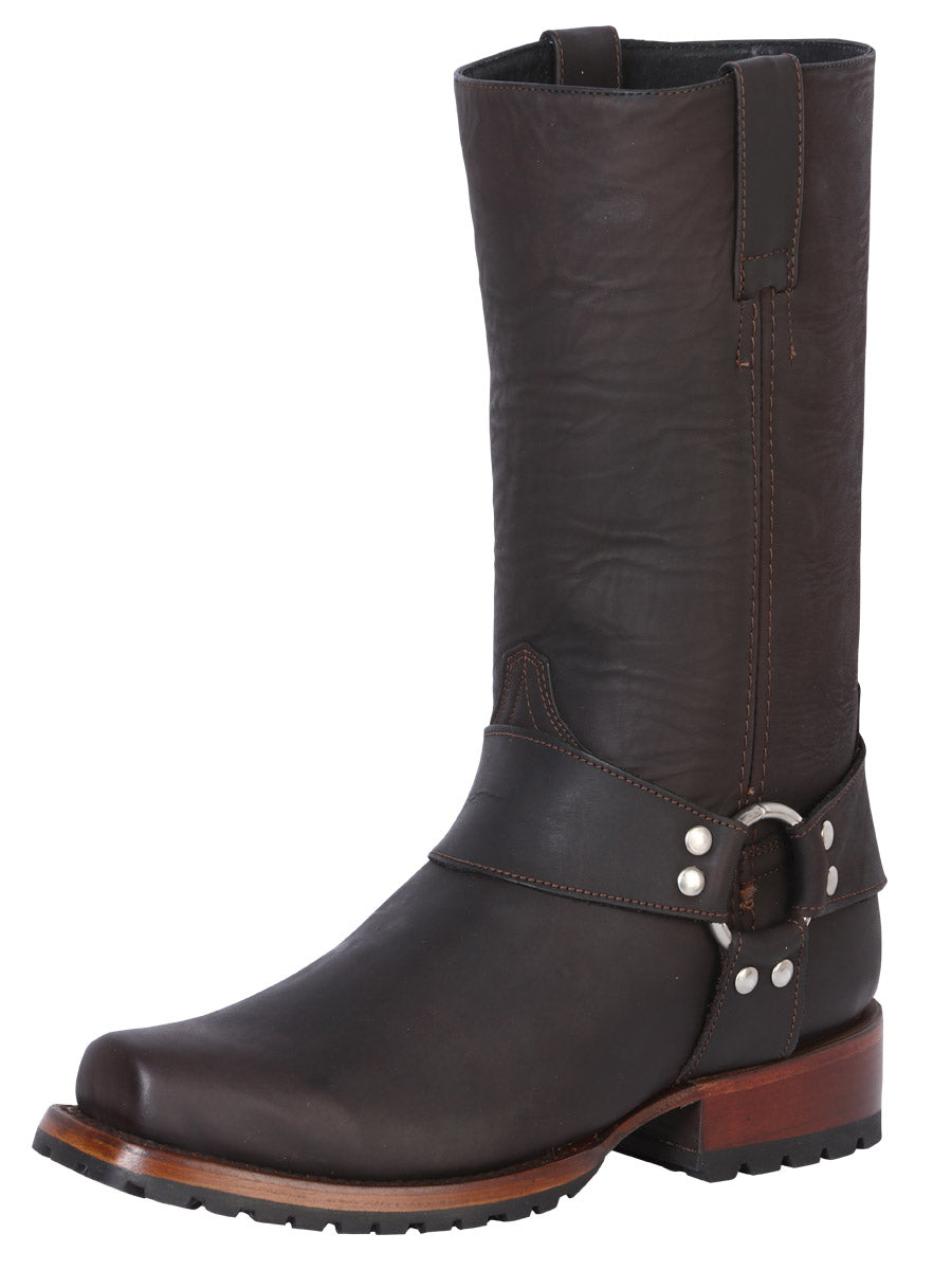 Rodeo Bravo x El General Men's Leather Biker Cowboy Boot - Crazy Dark Brown 40673