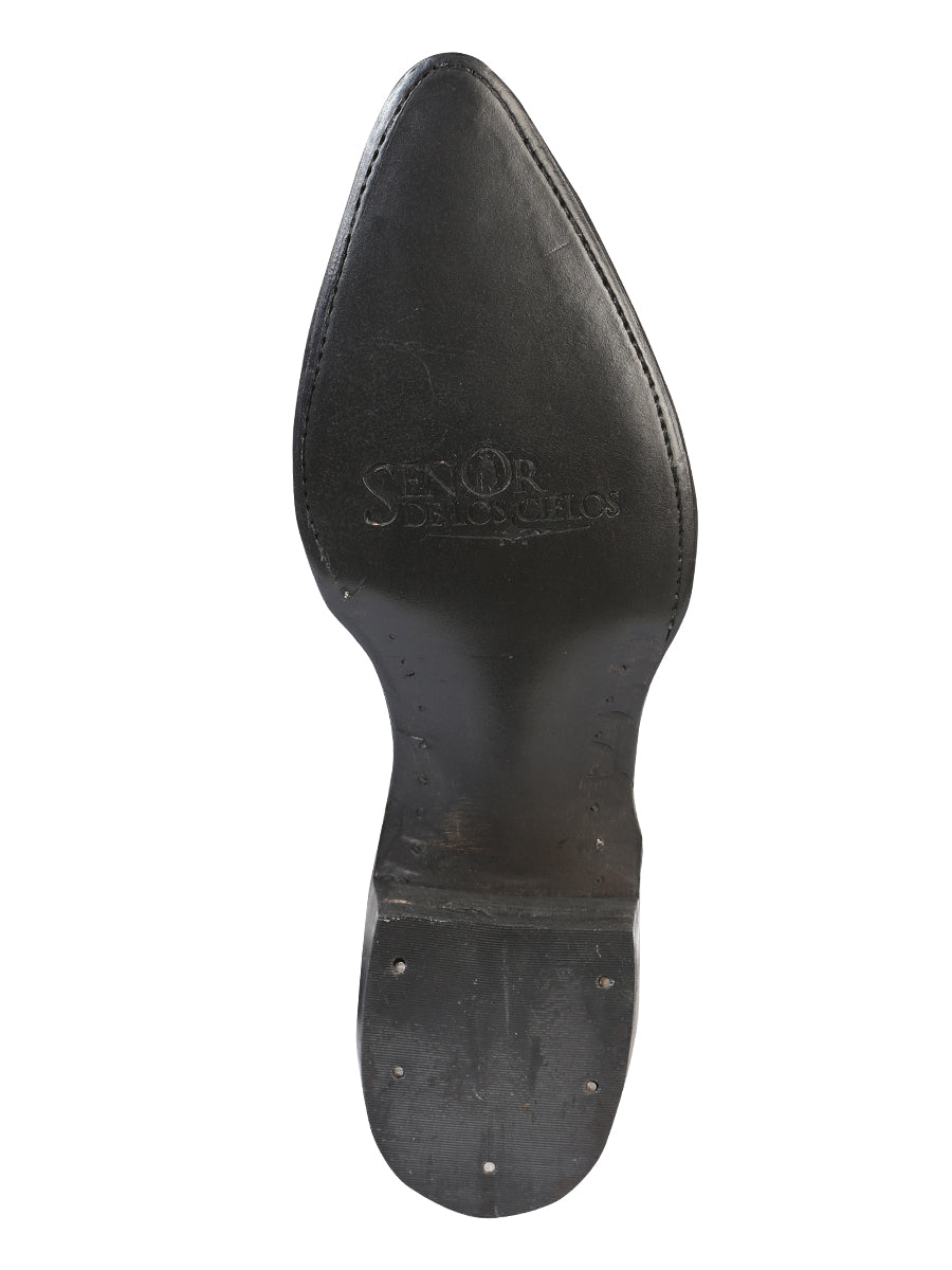 Men's Pointed Toe Leather Cowboy Boots - Made in Mexico - Embossed Ostrich Print - Butter 40837 — view 3