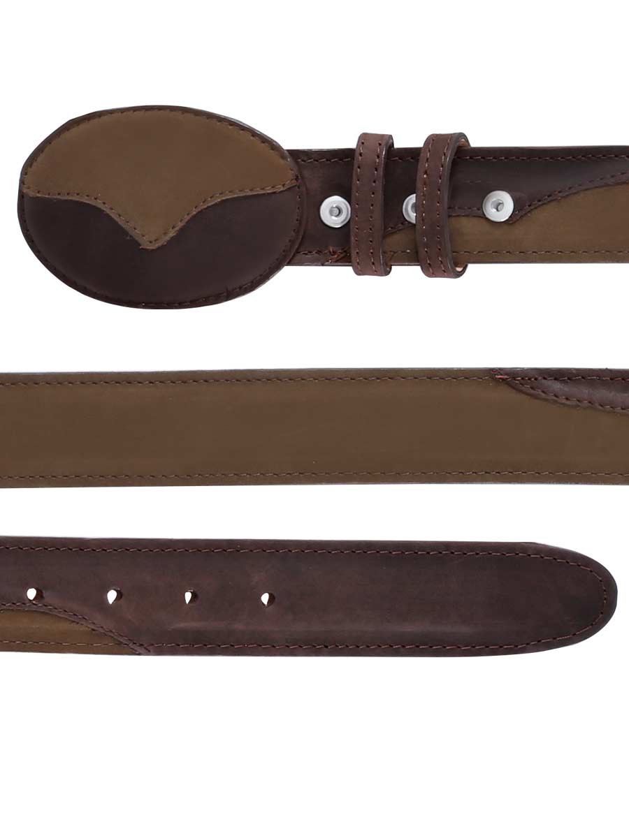 Men's Leather Cowboy Western Belt - Nubuck Choco 41108 — view 2