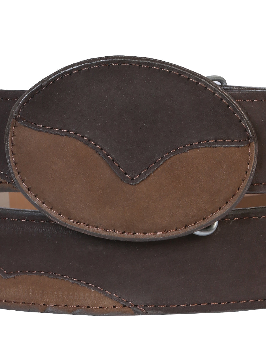 Men's Leather Cowboy Western Belt - Nubuck Choco 41108 — view 3