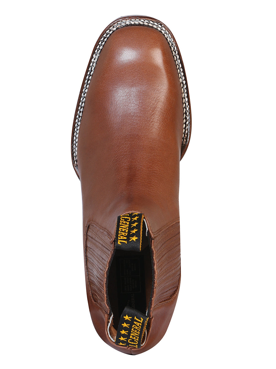 El General Men's Leather Cowboy Ankle Boot - Made in Mexico- Privo Nogal 41498 — view 2