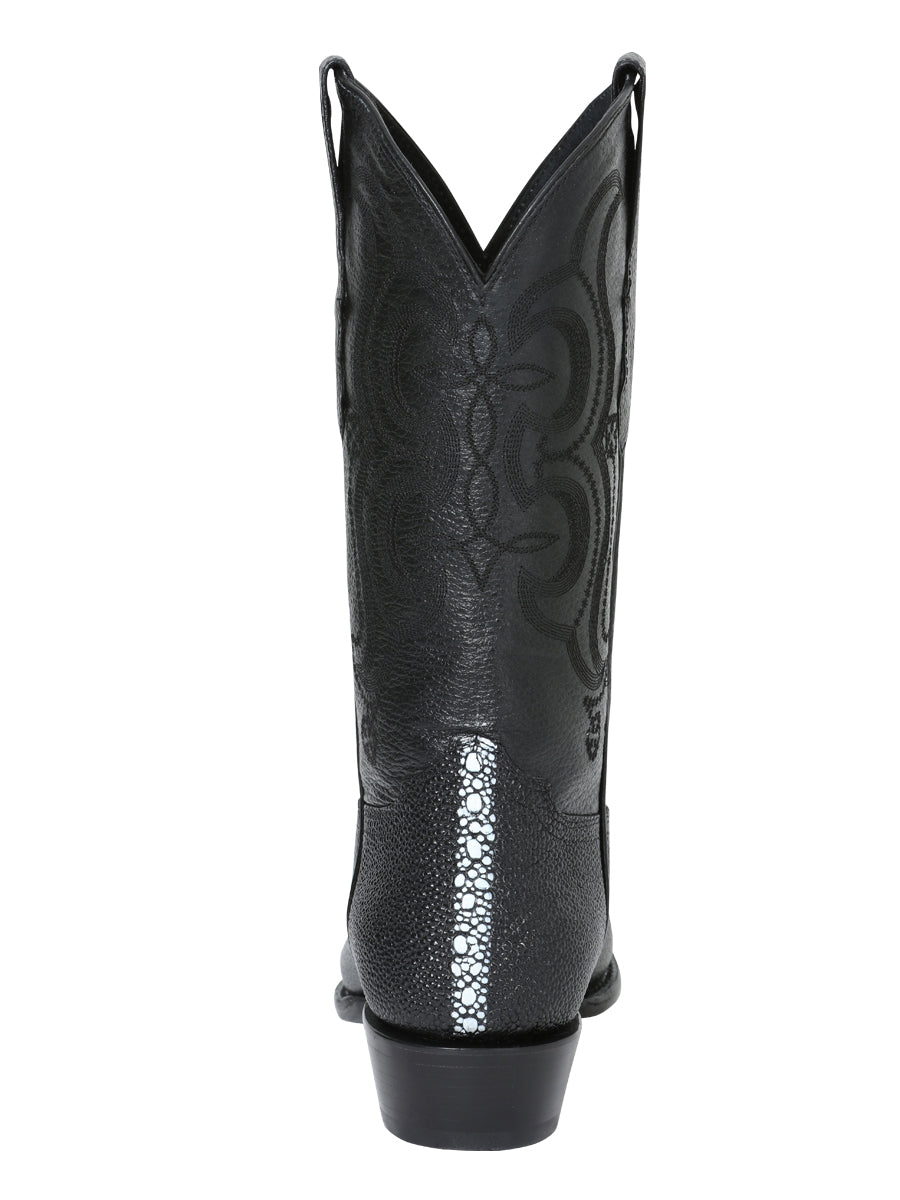 Men's Pointed Toe Leather Cowboy Boots - Made in Mexico - Embossed Stingray Print - 41528 — view 4