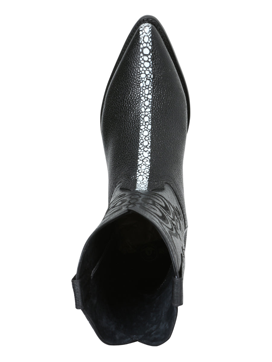 Men's Pointed Toe Leather Cowboy Boots - Made in Mexico - Embossed Stingray Print - 41528 — view 5