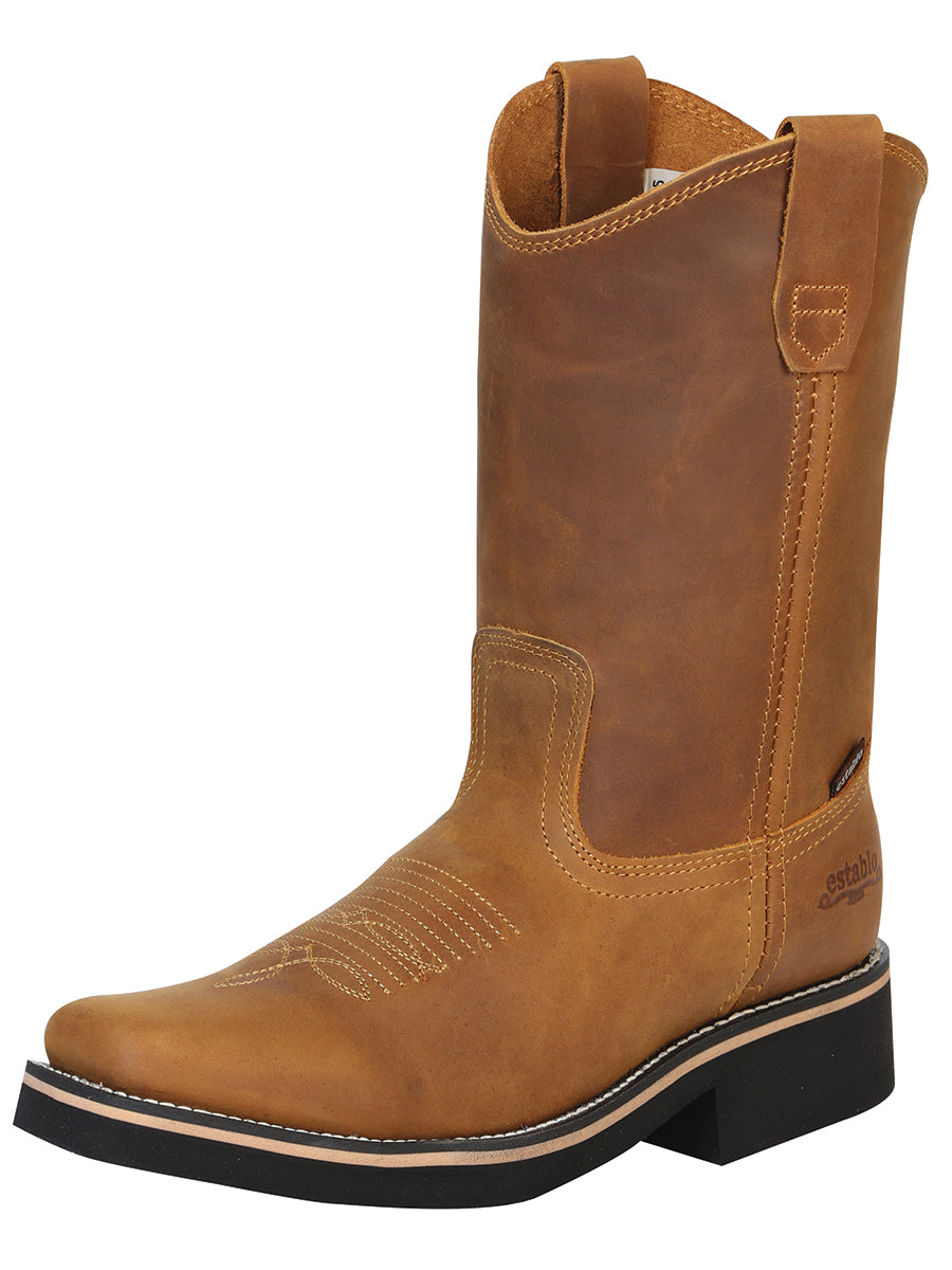 ESTABLO Men’s Leather Work Boot - Made in Mexico - Crazy Mango 41530