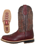 Establo Men’s Leather Cowboy Boot - Bovine Grizzly Leather in Shedron 41541