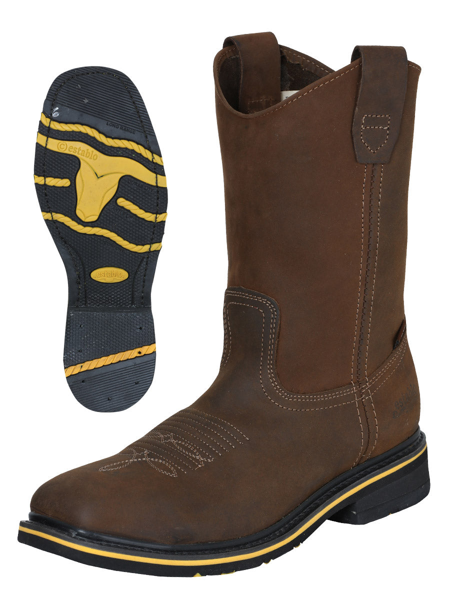 ESTABLO Men’s Steel Toe Leather Work Boot – Made in Mexico - Crazy Tan 41544