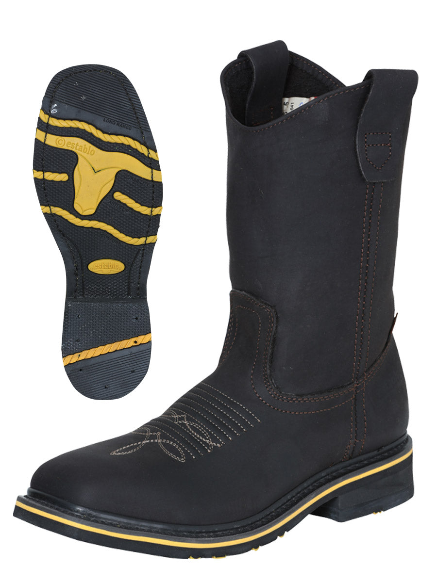 ESTABLO Men’s Steel Toe Leather Work Boot – Made in Mexico - Crazy Chocolate 41545