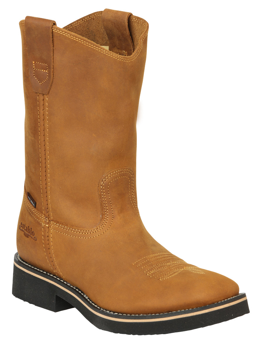 ESTABLO Men’s Leather Hybrid Work Cowboy Boot – Made in Mexico - Crazy Mango 41549 — view 2