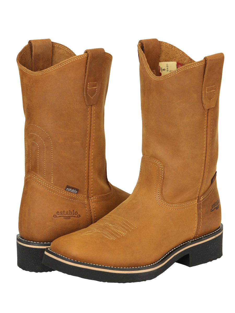 ESTABLO Men’s Leather Hybrid Work Cowboy Boot – Made in Mexico - Crazy Mango 41549 — view 3