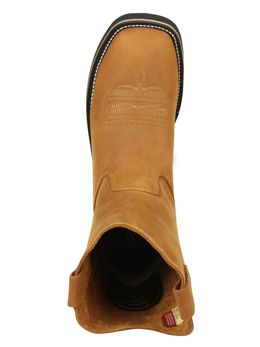 ESTABLO Men’s Leather Hybrid Work Cowboy Boot – Made in Mexico - Crazy Mango 41549 — view 9