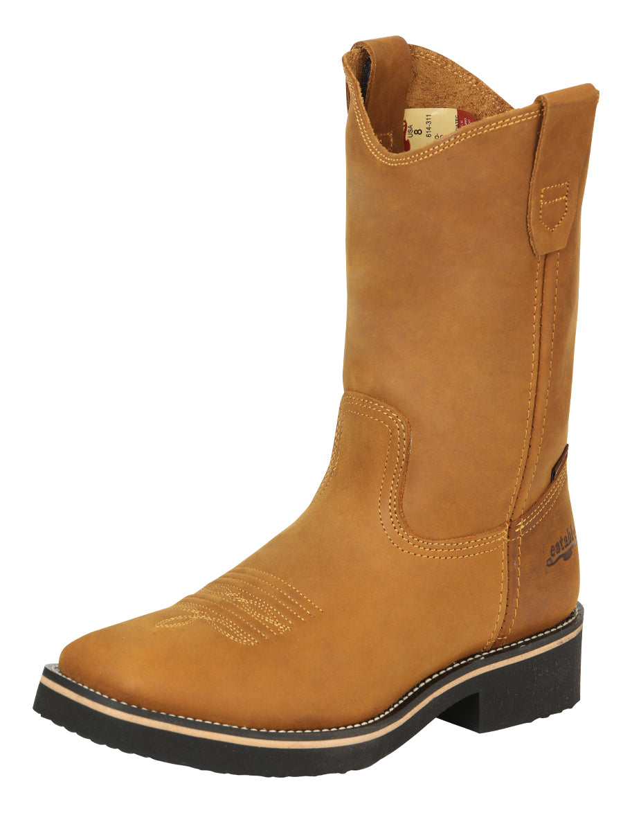 ESTABLO Men’s Leather Hybrid Work Cowboy Boot – Made in Mexico - Crazy Mango 41549
