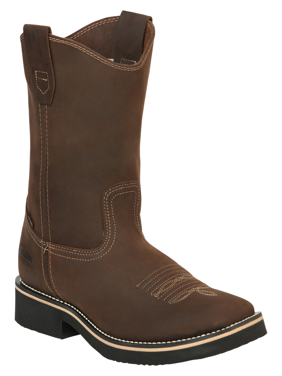 ESTABLO Men’s Leather Hybrid Work Cowboy Boot - Made In Mexico - Crazy Tan 41550 — view 2